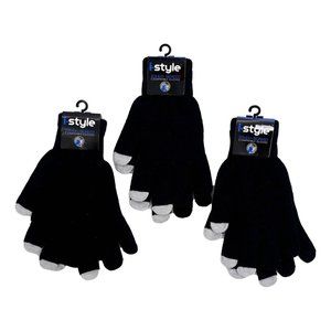 I-Style Womens Unisex Winter Gloves Lot Of 3 Black Touchscreen Compatible New